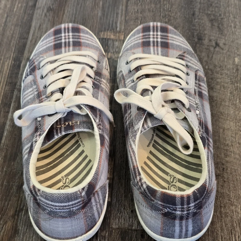 TAOS Star Gray Plaid Lace Up Casual Sneakers Canvas  Low Top Shoes Womens 10